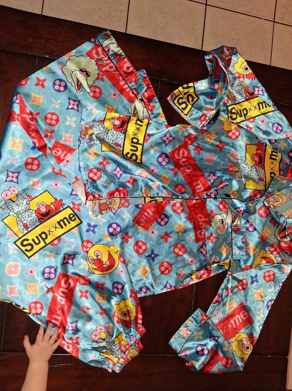 Supreme Blue Cartoon Print Kids Pajama Set